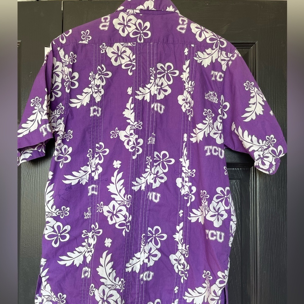 Hawaiiabera TCU Texas Christian University Purple Hawaiian Shirt Men’s Sz S - Picture 6 of 9